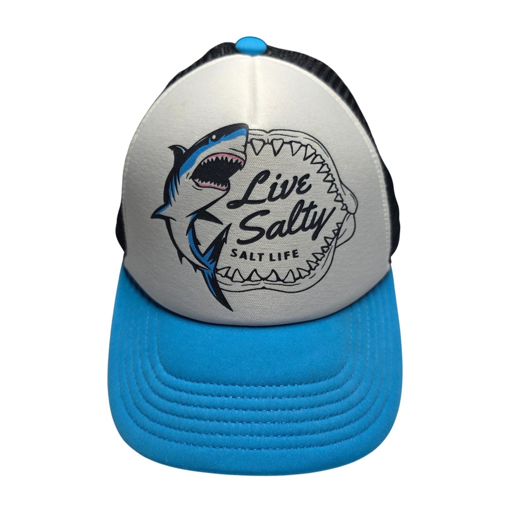 Salt Life Live Salty‎ Shark Trucker Hat Blue White Black Snapback SLY20004 Youth